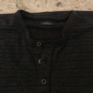 Black and Grey Striped Short Sleeve T-Shirt.